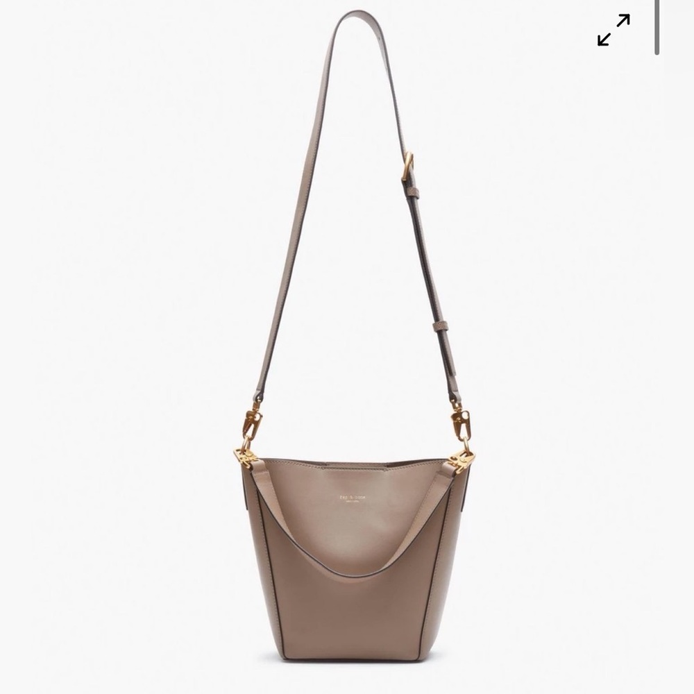 rag & bone Parker Clay Leather Crossbody Bucket Bag with Gold Hardware Sold Out